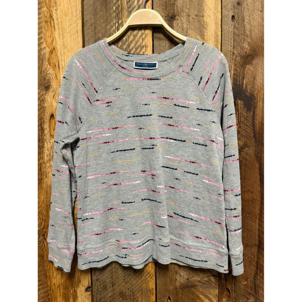 Waffle Knit Top Womens M Coastal Grandma Cottagecore Preppy Soft Layering